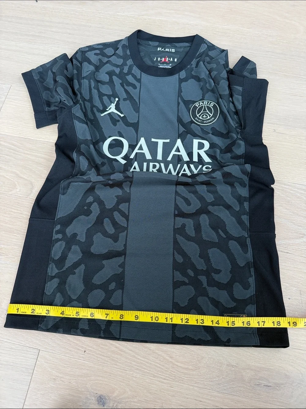 Jordan Paris Saint Germain Soccer Jersey in Black with Gray Accents